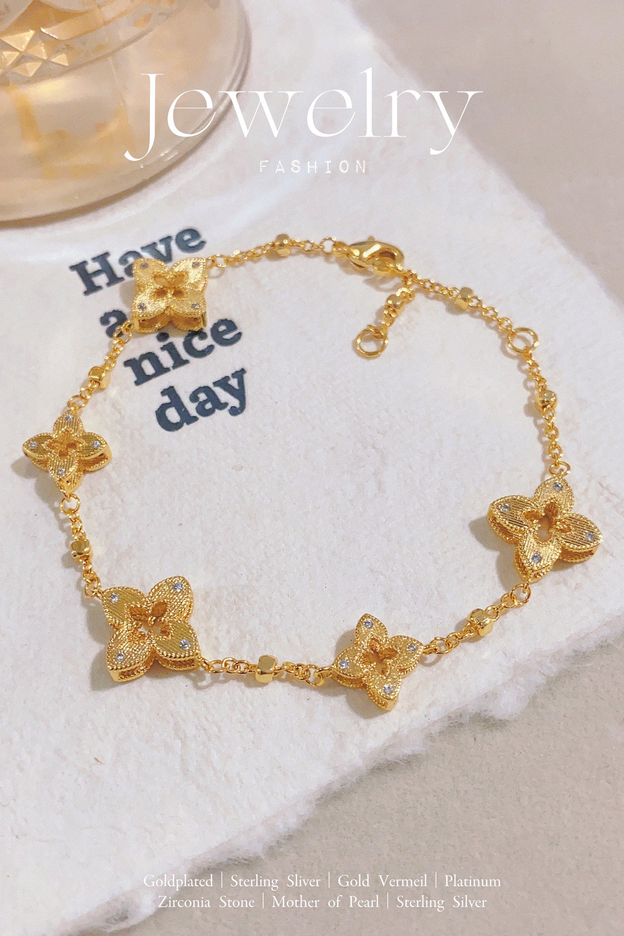 Pulsera de trébol de cuatro hojas de la suerte | Símbolo de buena fortuna