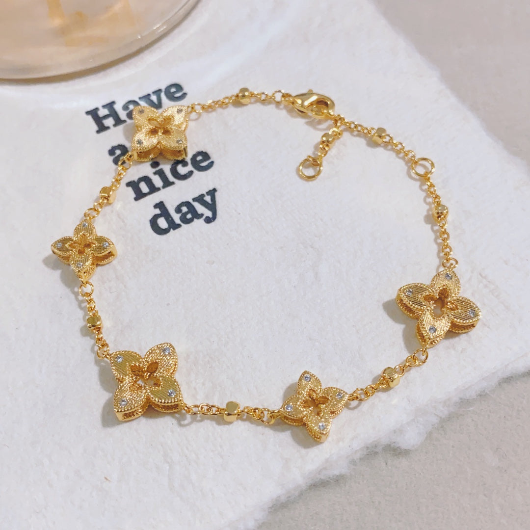 Pulsera de trébol de cuatro hojas de la suerte | Símbolo de buena fortuna