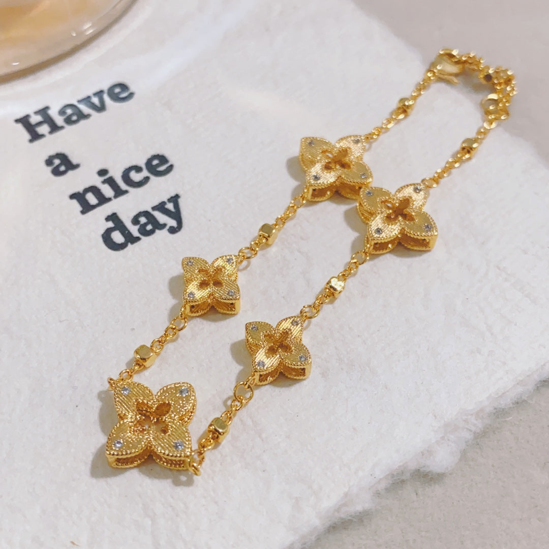 Pulsera de trébol de cuatro hojas de la suerte | Símbolo de buena fortuna