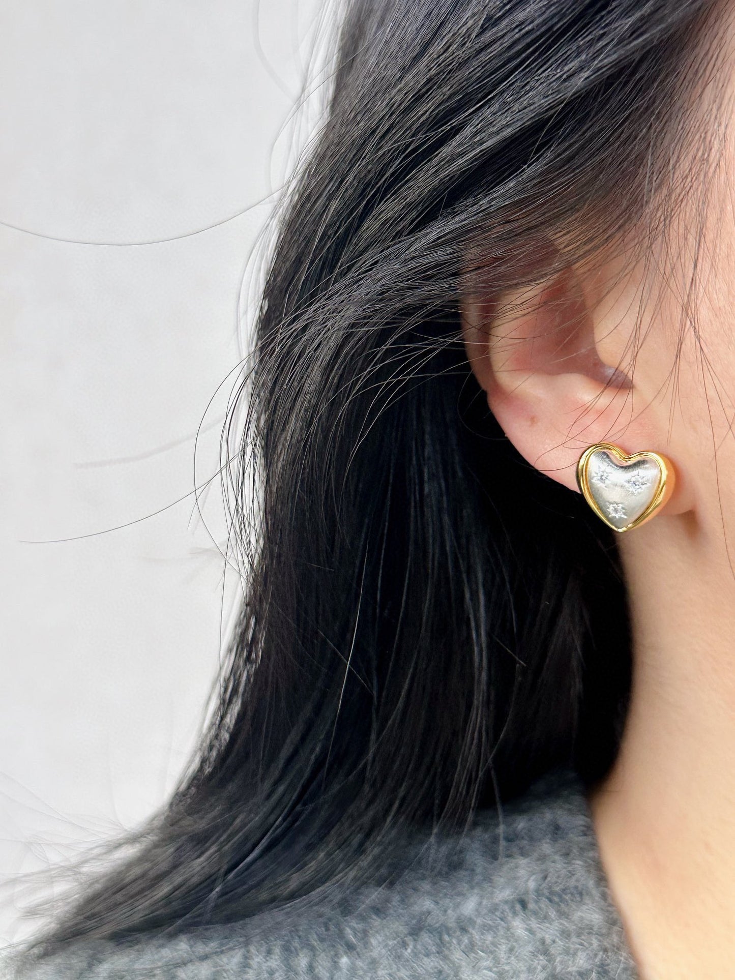 Metal Brushed Heart & Star Earrings | Modern & Stylish