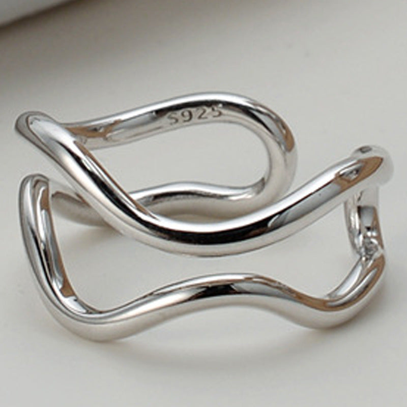 S925 Sterling Silver Curved Ring | Sleek & Elegant Design