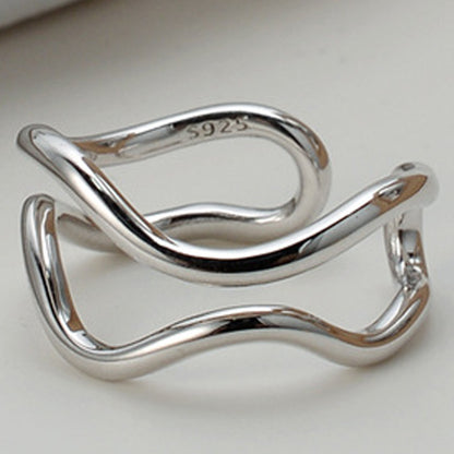 S925 Sterling Silver Curved Ring | Sleek & Elegant Design