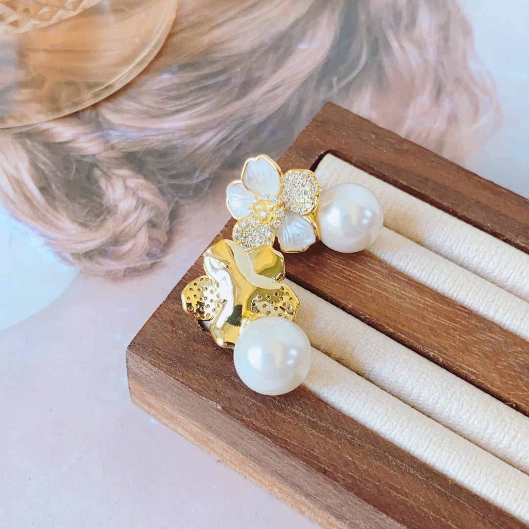 Flower Pearl Earrings – Elegant, Delicate Jewelry for Women