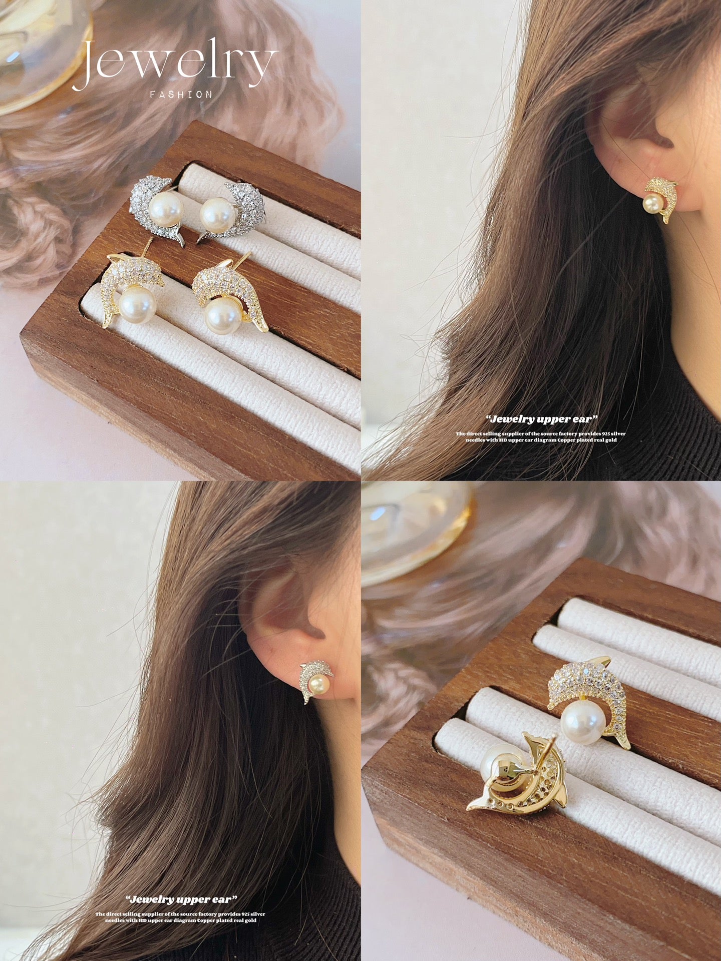 Pendientes de delfín con circonitas artificiales 5A: joyas elegantes y brillantes para mujer